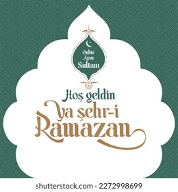 Sultan of eleven months, the climate of peace, welcome, the city of Ramadan, Vector Islamic Background. Welcome Ramadan Month (Turkish Hosgeldin Ya Sehri Ramazan, imsakiye), istanbul silhouette of Blu