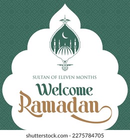 Sultan of eleven months, the climate of peace, welcome, the city of Ramadan, Vector Islamic Background. Welcome Ramadan Month (Turkish Hosgeldin Ya Sehri Ramazan, imsakiye), istanbul silhouette of Blu