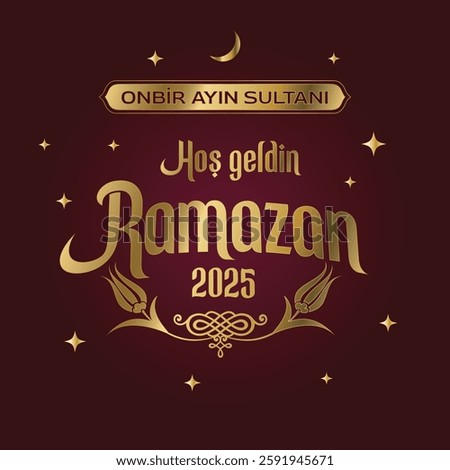 Sultan of eleven months, the climate of peace, welcome, the city of Ramadan, Vector Islamic Background. Welcome Ramadan Month (Turkish Hosgeldin Ya Sehri Ramazan, imsakiye), istanbul silhouette of Blu