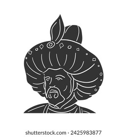 Sultan Icon Silhouette Illustration. Arabic People Vector Graphic Pictogram Symbol Clip Art. Doodle Sketch Black Sign.