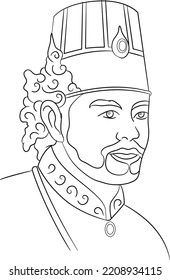 Sultan Maulana Hasanuddin of Banten Vector Line Art