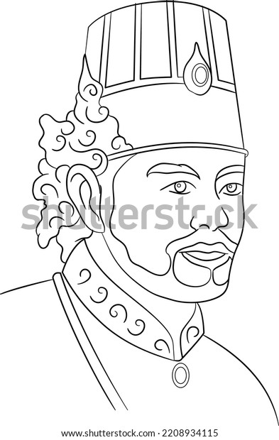 Sultan Maulana Hasanuddin Banten Vector Line Stock Vector (Royalty Free ...