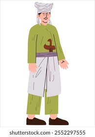 Sultan Nuku Muhammad Amiruddin Indonesia Tidore hero patriotic Indonesian man warrior fighter brave leader Maluku island colorful character design icon set