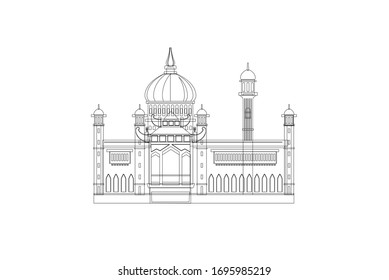 Sultan O mar Ali Mosque Country Icon Vector Outline Design Illustration