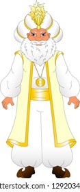 sultan in a turban with a feather in white clothes
