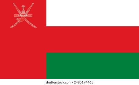 Sultanate of Oman Flag official. Accurate emblem design illustration Vector