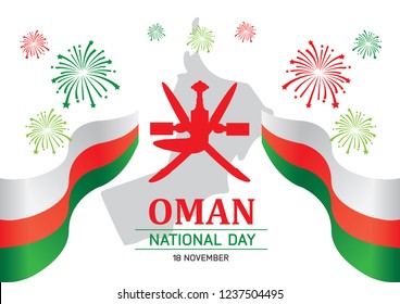 The Sultanate of Oman Happy National Day November 18th, Vector Illustration of Oman National Day Celebration