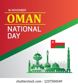 The Sultanate of Oman Happy National Day November 18th, Vector Illustration of Oman National Day Celebration