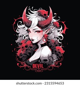 Sultry Succubus: Alluring Vector Art Portraying a Tempting Devilish Maiden