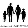 family walking silhouette