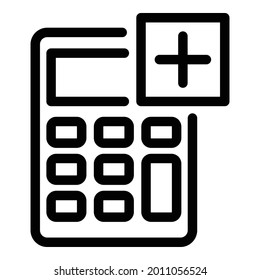 Sum calculator icon. Outline sum calculator vector icon for web design isolated on white background