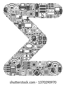 Sum composition icon organized for bigdata and computing illustrations. Vector sum mosaics are composed from computer, calculator, connections, wi-fi, network,