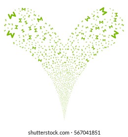 Sum fireworks stream. Vector illustration style is flat eco green iconic symbols on a white background. Object double fountain done from random icons.