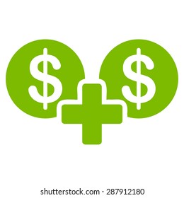 Sum icon from Business Bicolor Set. This flat vector symbol uses eco green color, rounded angles, and isolated on a white background.