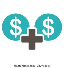 Sum icon from Business Bicolor Set. This flat vector symbol uses grey and cyan colors, rounded angles, and isolated on a white background.