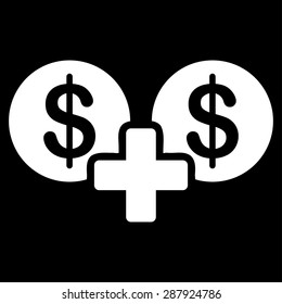 Sum icon from Business Bicolor Set. This flat vector symbol uses white color, rounded angles, and isolated on a black background.
