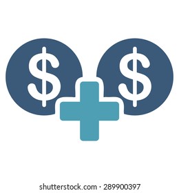 Sum icon from Business Bicolor Set. This flat vector symbol uses cyan and blue colors, rounded angles, and isolated on a white background.