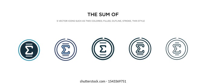 the sum of icon in different style vector illustration. two colored and black the sum of vector icons designed in filled, outline, line and stroke style can be used for web, mobile, ui