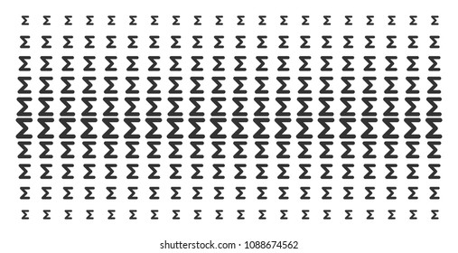 Sum icon halftone pattern, designed for backgrounds, covers, templates and abstract compositions. Vector sum items organized into halftone grid.