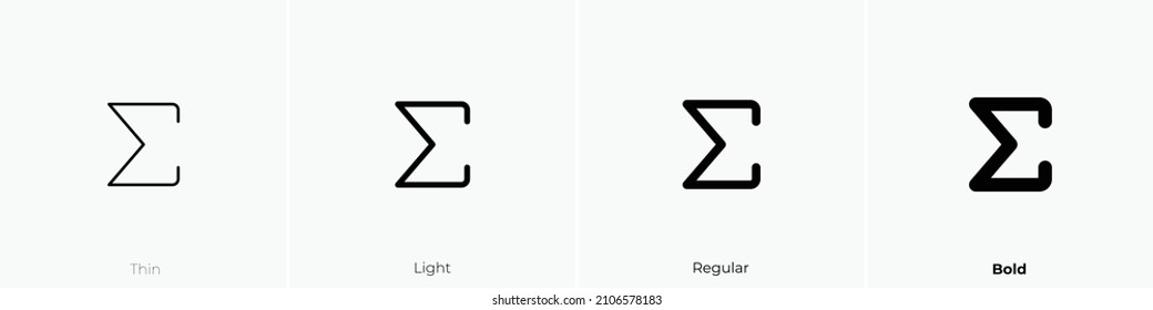 sum icon. Thin, Light Regular And Bold style design isolated on white background