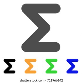 Sum icon. Vector illustration style is a flat iconic sum symbol with black, gray, green, blue, yellow color variants. Designed for web and software interfaces.