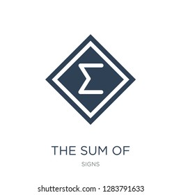 the sum of icon vector on white background, the sum of trendy filled icons from Signs collection, the sum of vector illustration