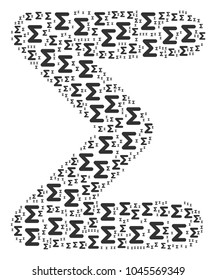 Sum illustration created in the shape of sum icons. Vector iconized composition created from simple elements.