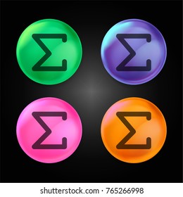 The sum of mathematical symbol crystal ball design icon in green - blue - pink and orange.