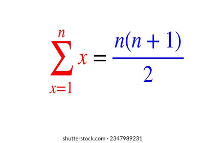 Suma de n números naturales ecuaciones de resumen de fórmulas infografías matemáticas vectoriales para diversos proyectos educativos , ecuaciones Sigma 