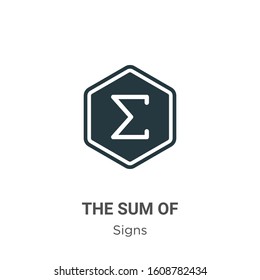 The sum of symbol glyph icon vector on white background. Flat vector the sum of symbol icon symbol sign from modern signs collection for mobile concept and web apps design.