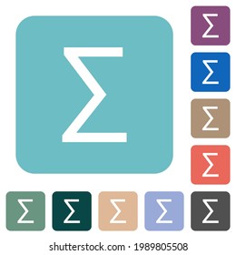 Sum symbol white flat icons on color rounded square backgrounds