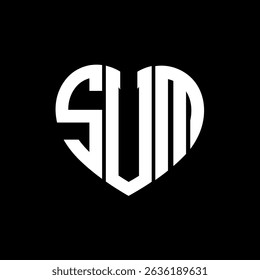 SUM Unique abstract monogram love shape vector logo design.
