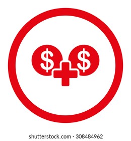 Sum vector icon. This flat rounded symbol uses red color and isolated on a white background.