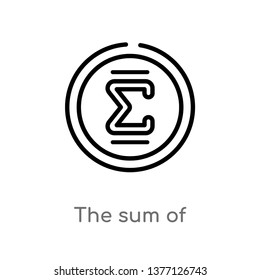 the sum of vector line icon. Simple element illustration. the sum of outline icon from signs concept. Can be used for web and mobile