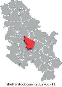 sumadija district map ADMINISTRATIVE DIVISIONS of SERBIA 3d isometric map