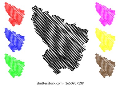 Sumadija District (Republic of Serbia, Districts in Sumadija and Western Serbia) map vector illustration, scribble sketch Sumadija map