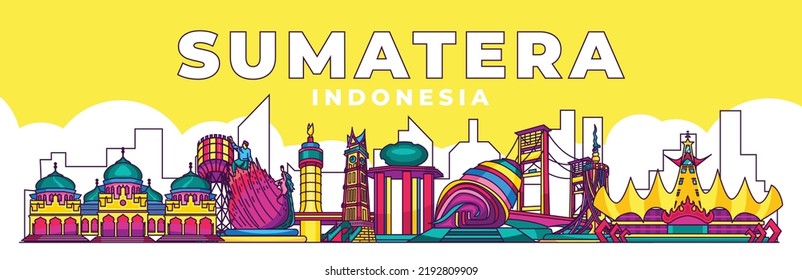 Sumatera island indonesia city landmark