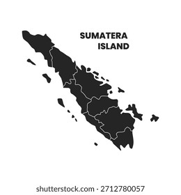 Ilustração vetorial da região de Sumatera com mapas detalhados, limites regionais claros e divisões de área — ideal para infográficos, projetos educacionais e design geográfico.