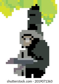 Sumateran siamang primate pixel art