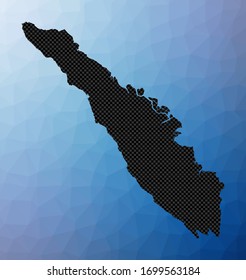 Sumatra geometric map. Stencil shape of Sumatra in low poly style. Beautiful island vector illustration.