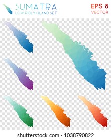 Sumatra geometric polygonal, mosaic style island maps collection. Outstanding low poly style, modern design for infographics or presentations.