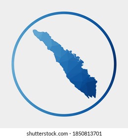 Sumatra icon. Polygonal map of the island in gradient ring. Round low poly Sumatra sign. Vector illustration.