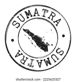 Sumatra, Indonesia Silhouette Postal Passport. Stamp Round Vector Icon Map. Design Travel Postmark. 