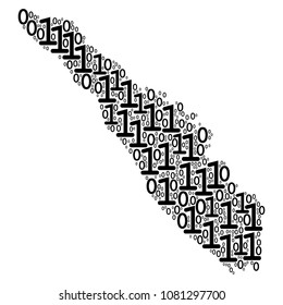 Sumatra Island Map mosaic icon of one and zero digits in different sizes. Vector digital symbols are organized into Sumatra Island Map illustration design concept.