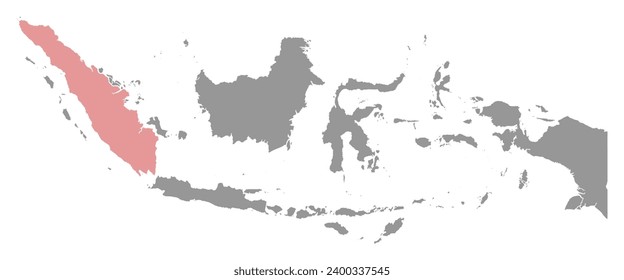 Sumatra island map, region of Indonesia. Vector illustration.