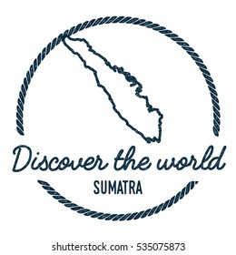 Sumatra Map Outline. Vintage Discover the World Rubber Stamp with Sumatra Map. Hipster Style Nautical Rubber Stamp, with Round Rope Border. Sumatra Map Vector Illustration.