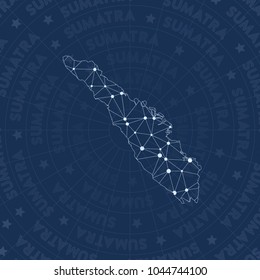 Sumatra network style island map. Noteworthy space style, modern design for infographics or presentation.