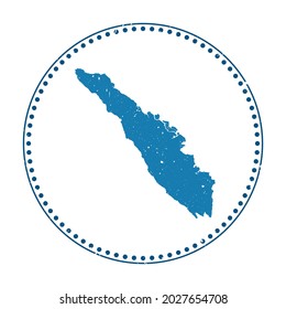 Sumatra sticker. Travel rubber stamp with map of island, vector illustration. Can be used as insignia, logotype, label, sticker or badge of the Sumatra.