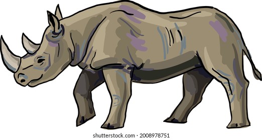 Sumatran Rhino Vector Sketch Image