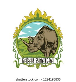 Sumatran Rhinoceros Illustration